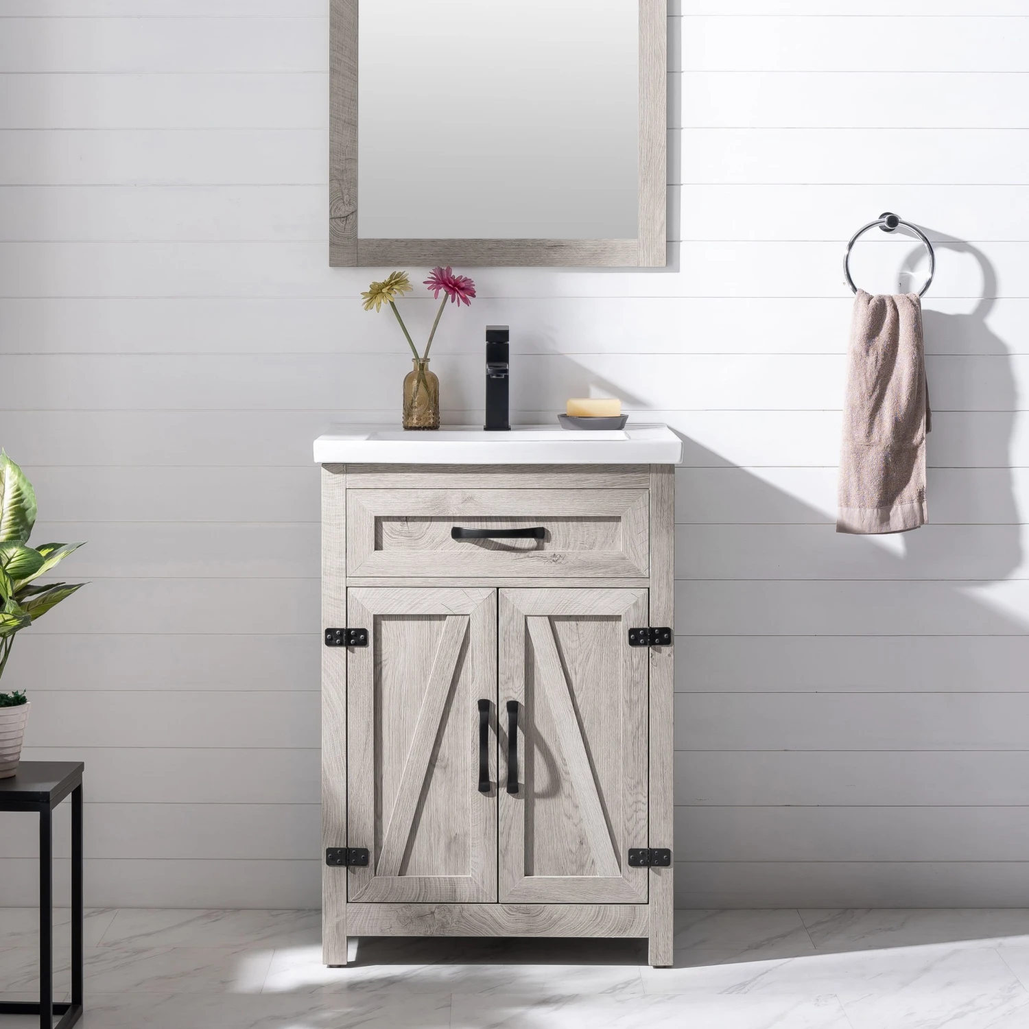Www.urbanfurnishing.net All Bathroom Vanities Ethan 24" Modern Farmhouse Bathroom Vanity Set - Gray Wash 3 Www.urbanfurnishing.net All Bathroom Vanities Ethan 24" Modern Farmhouse Bathroom Vanity Set - Gray Wash