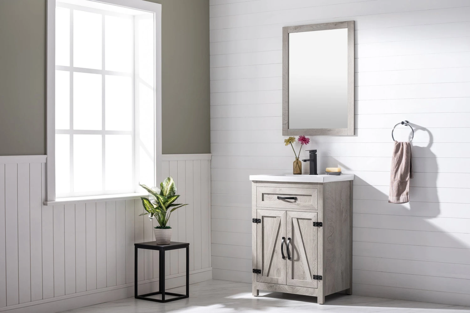Www.urbanfurnishing.net All Bathroom Vanities Ethan 24" Modern Farmhouse Bathroom Vanity Set - Gray Wash 5 Www.urbanfurnishing.net All Bathroom Vanities Ethan 24" Modern Farmhouse Bathroom Vanity Set - Gray Wash