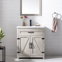 Www.urbanfurnishing.net All Bathroom Vanities Ethan 30" Modern Farmhouse Bathroom Vanity Set - Gray Wash