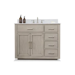 Www.urbanfurnishing.net Grace 42" Mid-century Vanity Set With Carrara White Quartz Top - Antique Gray Oak (SOLD OUT) All Bathroom Vanities