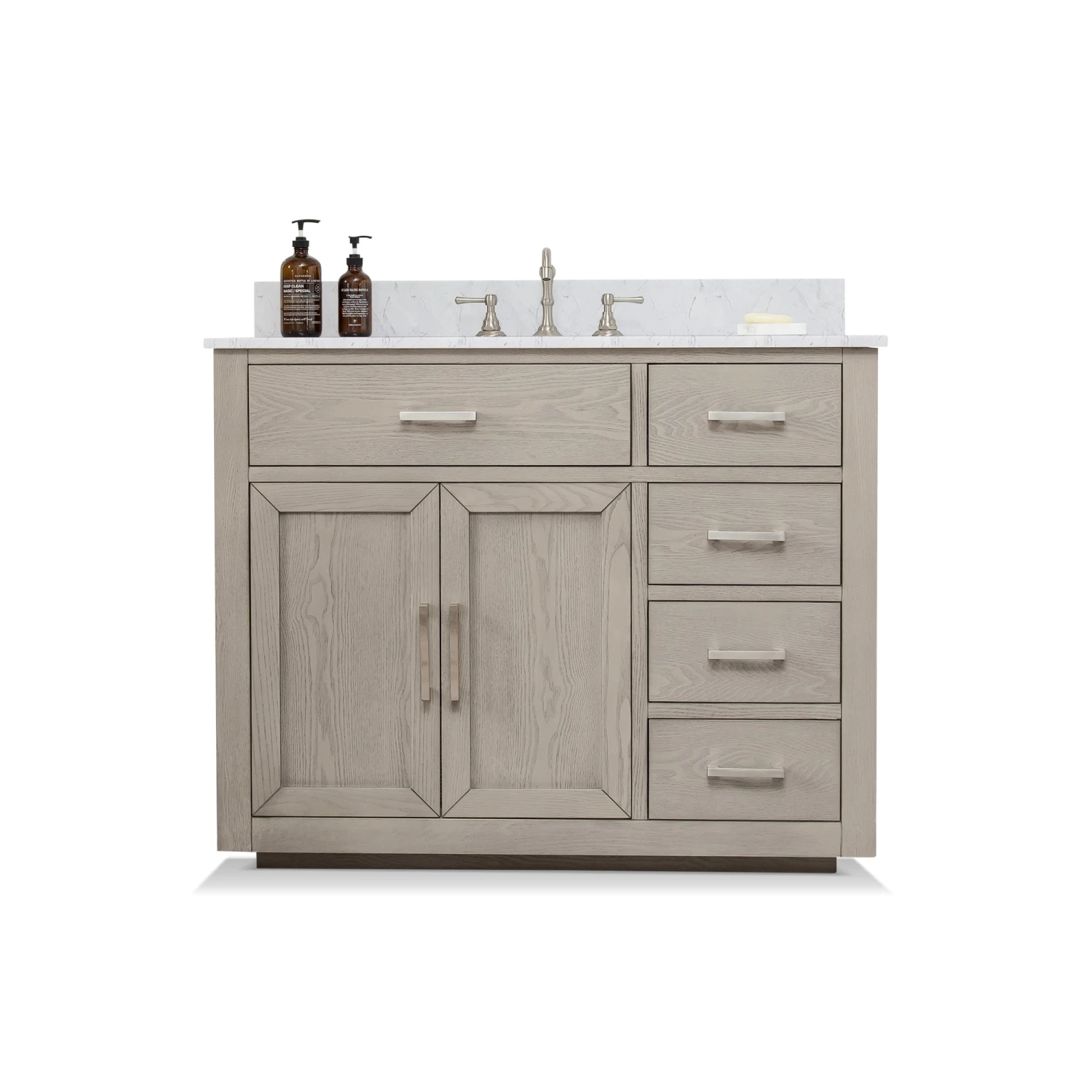 Www.urbanfurnishing.net Grace 42" Mid-century Vanity Set With Carrara White Quartz Top - Antique Gray Oak (SOLD OUT) All Bathroom Vanities 4 Www.urbanfurnishing.net Grace 42" Mid-century Vanity Set With Carrara White Quartz Top - Antique Gray Oak (SOLD OUT) All Bathroom Vanities