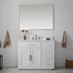 Www.urbanfurnishing.net Grace 42" Vanity Set With Carrara White Quartz Top - White (SOLD OUT)