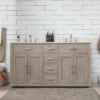 Www.urbanfurnishing.net All Bathroom Vanities Grace 60" Mid-century Vanity Set With Carrara White Quartz Top - Antique Gray Oak (SOLD OUT)