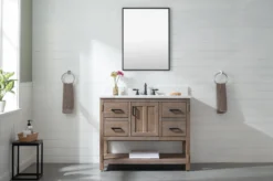 Www.urbanfurnishing.net Harvey 42" Rustic Modern Farmhouse Vanity With Carrara White Top - Brown Spruce (SOLD OUT) All Bathroom Vanities