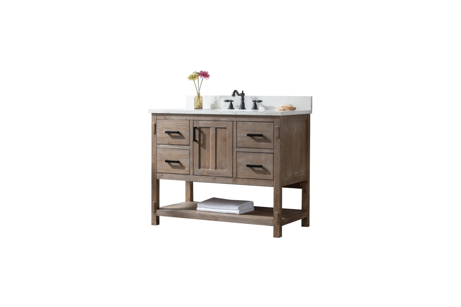 Www.urbanfurnishing.net Harvey 42" Rustic Modern Farmhouse Vanity With Carrara White Top - Brown Spruce (SOLD OUT) All Bathroom Vanities 23 Www.urbanfurnishing.net Harvey 42" Rustic Modern Farmhouse Vanity With Carrara White Top - Brown Spruce (SOLD OUT) All Bathroom Vanities