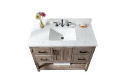 Www.urbanfurnishing.net Harvey 42" Rustic Modern Farmhouse Vanity With Carrara White Top - Brown Spruce (SOLD OUT) All Bathroom Vanities 48 Www.urbanfurnishing.net Harvey 42