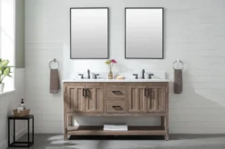 Www.urbanfurnishing.net All Bathroom Vanities Harvey 60" Rustic Modern Farmhouse Vanity With Carrara White Top - Brown Spruce (SOLD OUT)