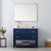 Www.urbanfurnishing.net Henry 42" Modern Style Vanity With Carrara White Quartz Top - Blue All Bathroom Vanities