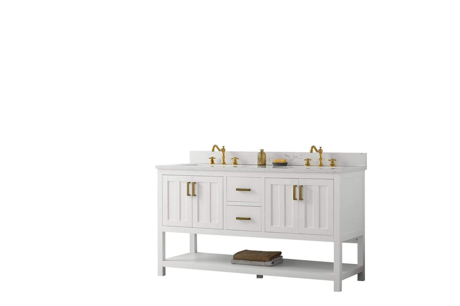 Www.urbanfurnishing.net All Bathroom Vanities Henry 60" Modern Style Vanity With Carrara White Top - White 18 Www.urbanfurnishing.net All Bathroom Vanities Henry 60" Modern Style Vanity With Carrara White Top - White