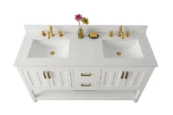 Www.urbanfurnishing.net All Bathroom Vanities Henry 60" Modern Style Vanity With Carrara White Top - White 41 Www.urbanfurnishing.net All Bathroom Vanities Henry 60