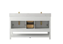 Www.urbanfurnishing.net All Bathroom Vanities Henry 60" Modern Style Vanity With Carrara White Top - White 43 Www.urbanfurnishing.net All Bathroom Vanities Henry 60