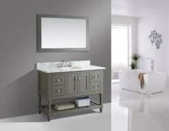 Www.urbanfurnishing.net All Bathroom Vanities Silvia 48" Vanity Set With White Italian Carrara Marble Top - Distressed Gray 19 Www.urbanfurnishing.net All Bathroom Vanities Silvia 48