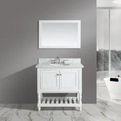 Www.urbanfurnishing.net Silvia 36" Vanity Set With White Italian Carrara Marble Top - White All Bathroom Vanities