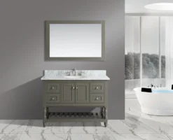 Www.urbanfurnishing.net All Bathroom Vanities Silvia 48" Vanity Set With White Italian Carrara Marble Top - Distressed Gray