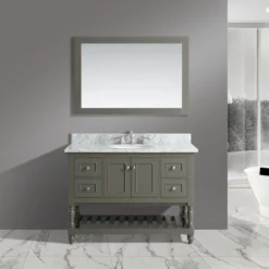 Www.urbanfurnishing.net All Bathroom Vanities Silvia 48" Vanity Set With White Italian Carrara Marble Top - Distressed Gray