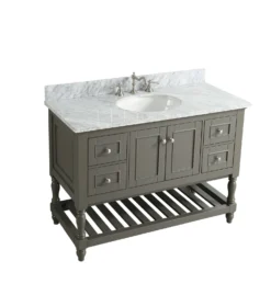 Www.urbanfurnishing.net All Bathroom Vanities Silvia 48" Vanity Set With White Italian Carrara Marble Top - Distressed Gray 20 Www.urbanfurnishing.net All Bathroom Vanities Silvia 48